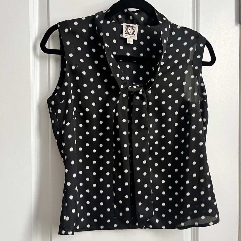 Anne Klein Polka Dot Sleeveless Blouse XSP